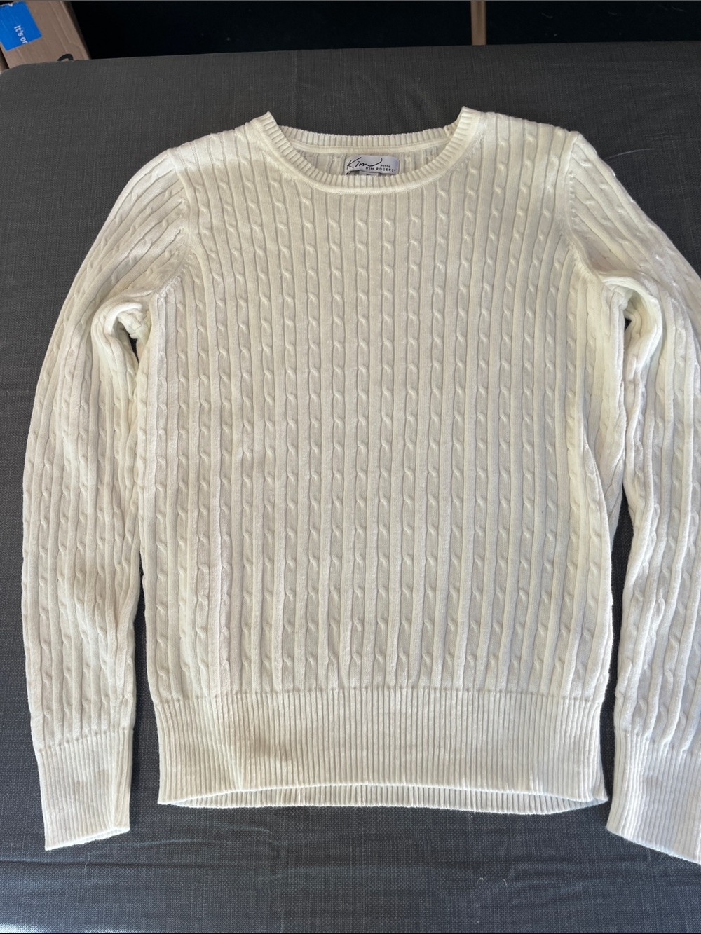 Kim Rogers Cream Cable Crewneck Sweater